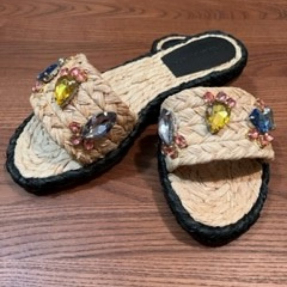 Tory Burch Raffia Slides